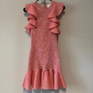 C/MEO Collective Red Gingham Smocked Ruffle Dress | Size S